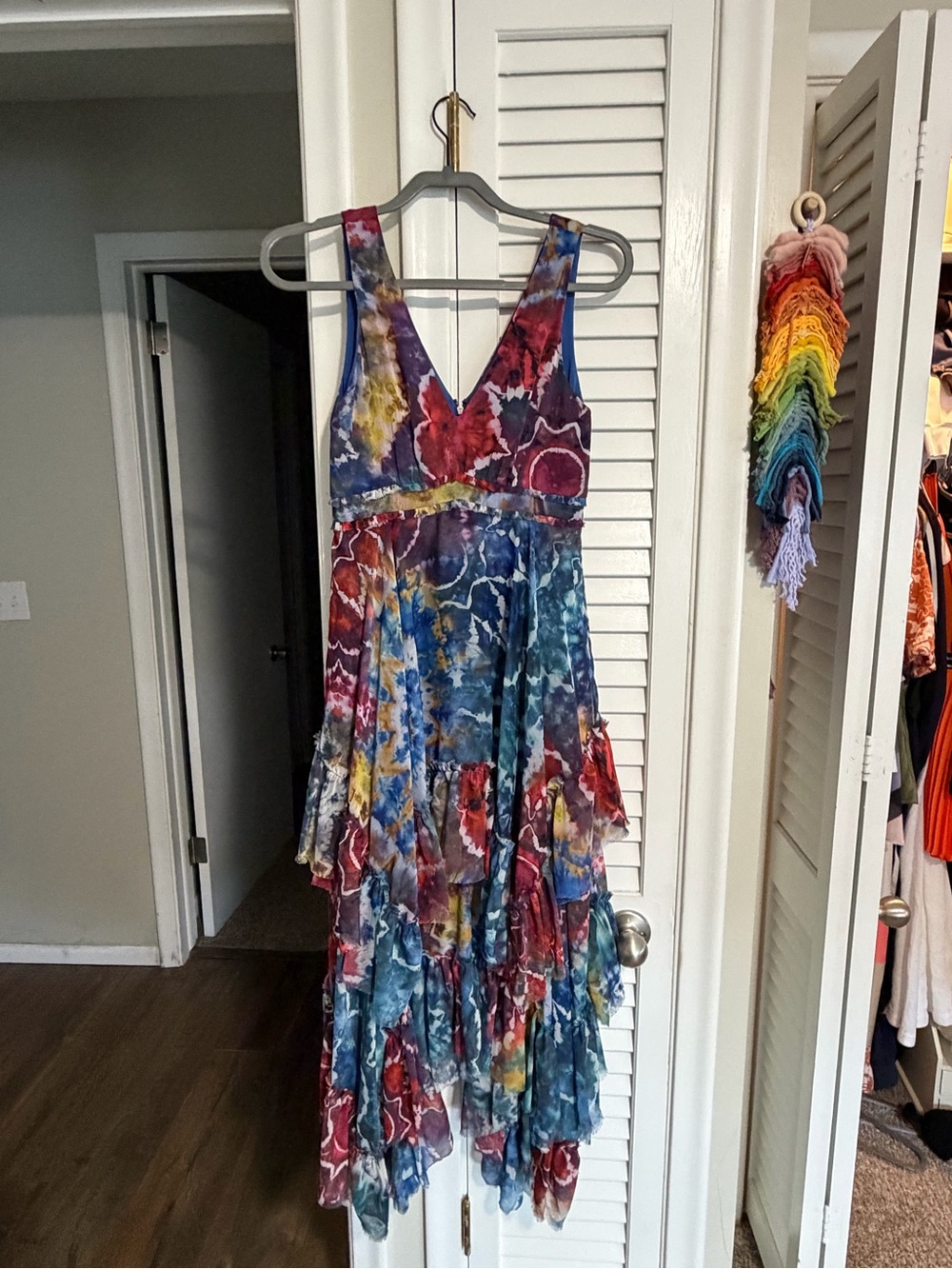 Alice + Olivia Multicolor Tie-Dye Asymmetrical Maxi Dress
